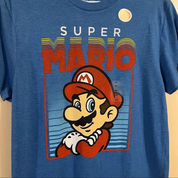 Nintendo Super Mario Bros Blue Graphic Woman's Tee T-Shirt | BNWT - Picture 3 of 5